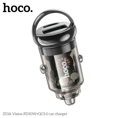 Автомобильное ЗУ Hoco Z53A Vision PD30W+QC3.0 Transparent - Black Автомобильное ЗУ Hoco Z53A Vision PD30W+QC3.0 Transparent - Black