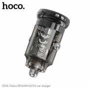 Автомобильное ЗУ Hoco Z53A Vision PD30W+QC3.0 Transparent - Black