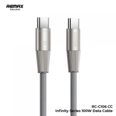 Кабель Remax Infinity series 100W zinc alloy braided fast charging data cable RC-C106 C-C - Silver-Gray Кабель Remax Infinity series 100W zinc alloy braided fast charging data cable RC-C106 C-C - Silver-Gray