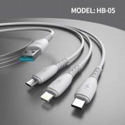 Кабель Celebrat HB-05 3-in-1 Charging Data Cable 1.2mm - White