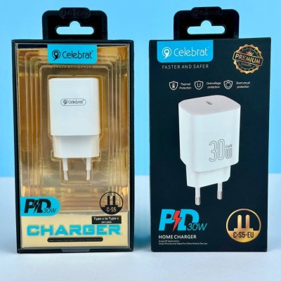 Сетевой адаптер Celebrat C-S5 EU PD 30W Charger - White Сетевой адаптер Celebrat C-S5 EU PD 30W Charger - White