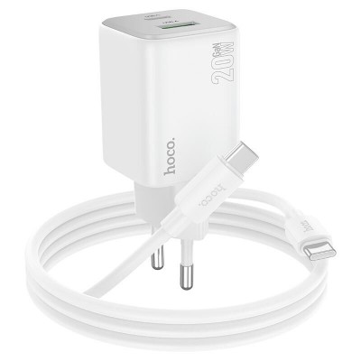 Зарядка Hoco N41 Almighty PD20W+QC3.0 Charger Set (Type-c to Type-c)(EU) - White Зарядка Hoco N41 Almighty PD20W+QC3.0 Charger Set (Type-c to Type-c)(EU) - White