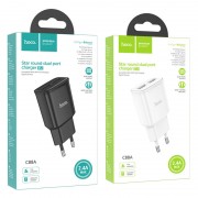 Сетевой адаптер hoco C88A Star round dual port charger (EU) - Белый