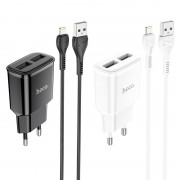 Зарядка hoco C88A Star round dual port charger set ( Lightning) (EU) - Белый