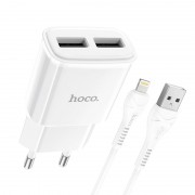 Зарядка hoco C88A Star round dual port charger set ( Lightning) (EU) - Белый