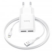 Зарядка hoco C88A Star round dual port charger set ( Lightning) (EU) - Белый