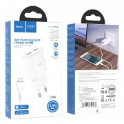 Зарядка hoco C88A Star round dual port charger set (Micro) (EU) - Белый