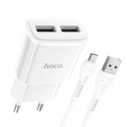 Зарядка hoco C88A Star round dual port charger set (Micro) (EU) - Белый