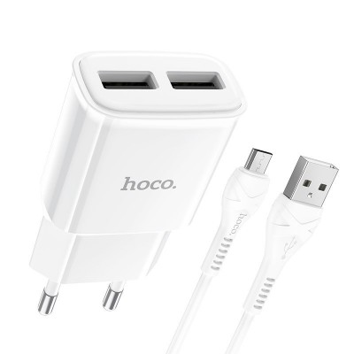 Зарядка hoco C88A Star round dual port charger set (Micro) (EU) - Белый Зарядка hoco C88A Star round dual port charger set (Micro) (EU) - Белый