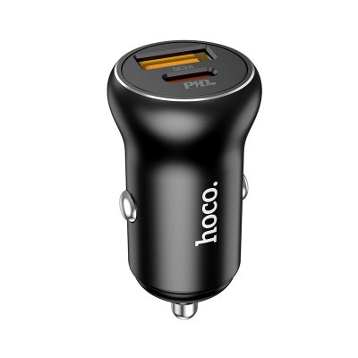 Автомобильное ЗУ hoco NZ5 Smooth road PD30W+QC3.0 car charger - Black Автомобильное ЗУ hoco NZ5 Smooth road PD30W+QC3.0 car charger - Black