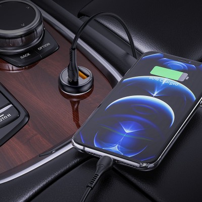 Автомобильное ЗУ hoco NZ5 Smooth road PD30W+QC3.0 car charger - Black Автомобильное ЗУ hoco NZ5 Smooth road PD30W+QC3.0 car charger - Black