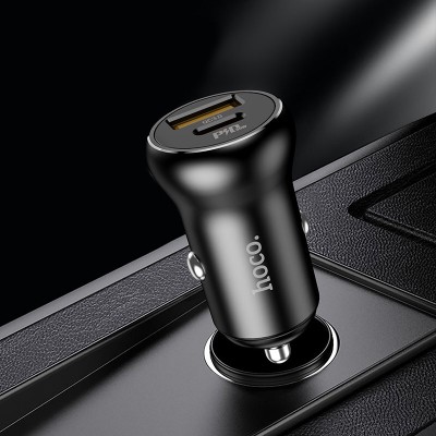Автомобильное ЗУ hoco NZ5 Smooth road PD30W+QC3.0 car charger - Black Автомобильное ЗУ hoco NZ5 Smooth road PD30W+QC3.0 car charger - Black