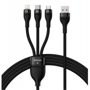 Кабель Baseus Data Cable USB to M+L+C 100W 1.2m (CASS030001) - Black