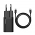 Зарядка Baseus Super Si Quick Charger 1C 20W EU Sets Black (With Baseus Simple Wisdom Data Cable Type-C to iP 1m) (TZCCSUP-B01) - Black Зарядка Baseus Super Si Quick Charger 1C 20W EU Sets Black (With Baseus Simple Wisdom Data Cable Type-C to iP 1m) (TZCCSUP-B01) - Black