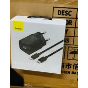 Зарядка Baseus Super Si Quick Charger 1C 20W EU Sets Black (With Baseus Simple Wisdom Data Cable Type-C to iP 1m) (TZCCSUP-B01) - Black