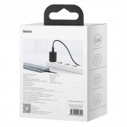 Зарядка Baseus Super Si Quick Charger 1C 25W EU Sets Black (With Mini White Cable Type-C to Type-C 3A 1m Black) (TZCCSUP-L01)