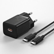 Зарядка Baseus Super Si Quick Charger 1C 25W EU Sets Black (With Mini White Cable Type-C to Type-C 3A 1m Black) (TZCCSUP-L01)
