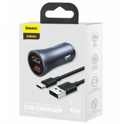 Автомобильное зарядное устройство Baseus U+U 40W (TZCCJD-A0G) - Dark Gray Автомобильное зарядное устройство Baseus U+U 40W (TZCCJD-A0G) - Dark Gray
