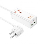 Сетевое зарядное устройство Hoco AC10A barry PD65W (2C2A with 1 socket) desktop charger (EU) - Белый