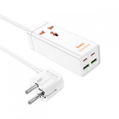 Сетевое зарядное устройство Hoco AC10A barry PD65W (2C2A with 1 socket) desktop charger (EU) - Белый Сетевое зарядное устройство Hoco AC10A barry PD65W (2C2A with 1 socket) desktop charger (EU) - Белый