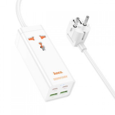Сетевое зарядное устройство Hoco AC10A barry PD65W (2C2A with 1 socket) desktop charger (EU) - Белый Сетевое зарядное устройство Hoco AC10A barry PD65W (2C2A with 1 socket) desktop charger (EU) - Белый