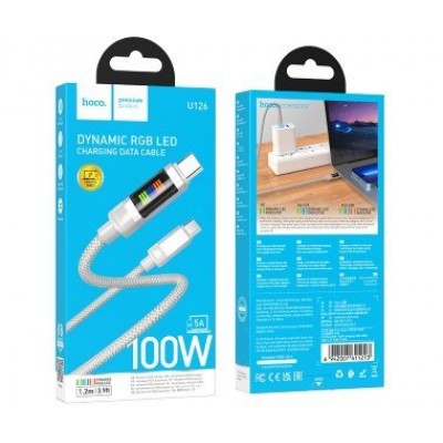 Кабель Hoco U126 lantern 100w charging data cable Type-c to Type-c - Серый Кабель Hoco U126 lantern 100w charging data cable Type-c to Type-c - Серый