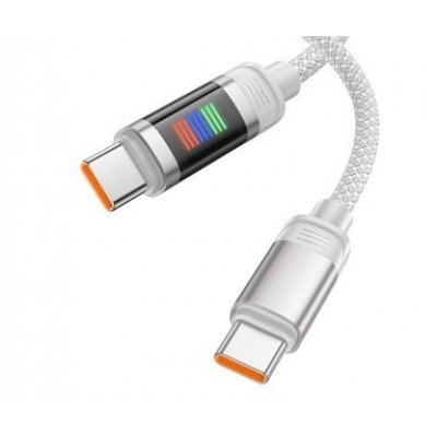 Кабель Hoco U126 lantern 100w charging data cable Type-c to Type-c - Серый Кабель Hoco U126 lantern 100w charging data cable Type-c to Type-c - Серый