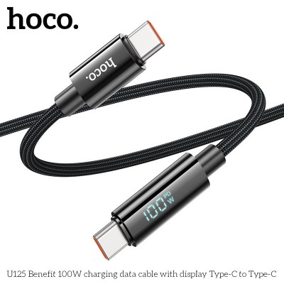 Кабель Hoco U125 Benefit 5A charging data cable with display Type-c - Black Кабель Hoco U125 Benefit 5A charging data cable with display Type-c - Black