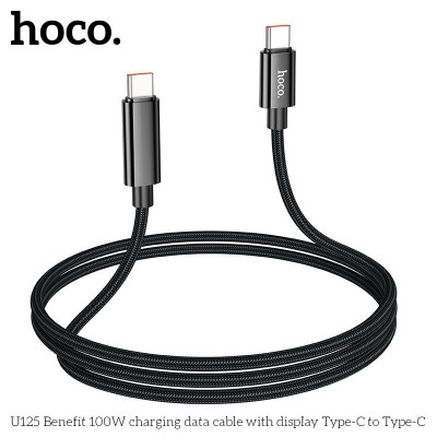 Кабель Hoco U125 Benefit 5A charging data cable with display Type-c - Black Кабель Hoco U125 Benefit 5A charging data cable with display Type-c - Black