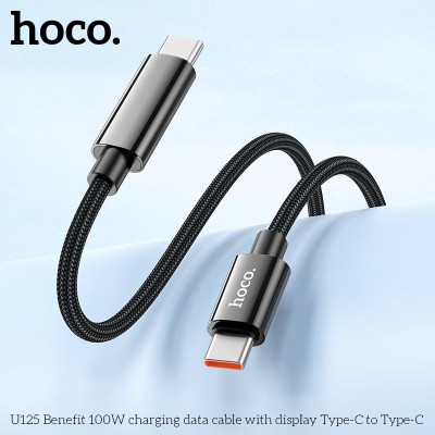 Кабель Hoco U125 Benefit 5A charging data cable with display Type-c - Black Кабель Hoco U125 Benefit 5A charging data cable with display Type-c - Black