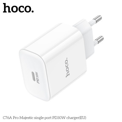 Сетевой адаптер Hoco C76A Pro Majestic single port PD30W charger - White Сетевой адаптер Hoco C76A Pro Majestic single port PD30W charger - White
