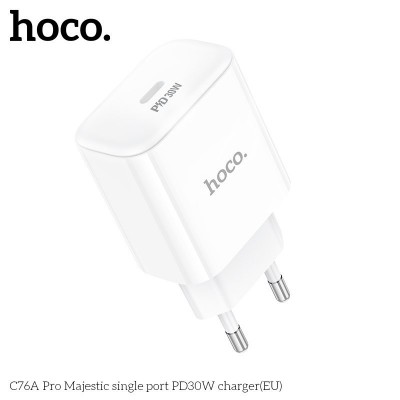 Сетевой адаптер Hoco C76A Pro Majestic single port PD30W charger - White Сетевой адаптер Hoco C76A Pro Majestic single port PD30W charger - White