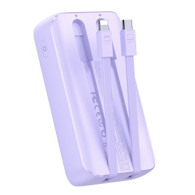 Power Bank Joyroom JR-PBC06 30W mini with Dual Cables 10000mAh - Purple With USB.A to Type.C 0.25m Cable-White Power Bank Joyroom JR-PBC06 30W mini with Dual Cables 10000mAh - Purple With USB.A to Type.C 0.25m Cable-White