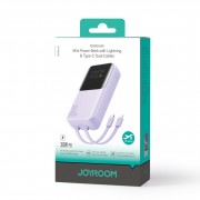 Power Bank Joyroom JR-PBC06 30W mini with Dual Cables 10000mAh - Purple With USB.A to Type.C 0.25m Cable-White