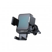 Автодержатель с беспроводной зарядкой Joyroom JR-ZS341 Wireless Car Charger Holder with Gradient light (Air Vent) - Silver