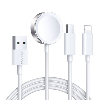 Зарядка Joyroom S-IW008 3-in-1 iP Watch Magnetic Charger+Lightning+Type-C cable (USB-A) 1.2m - White Зарядка Joyroom S-IW008 3-in-1 iP Watch Magnetic Charger+Lightning+Type-C cable (USB-A) 1.2m - White