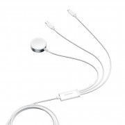 Зарядка Joyroom S-IW008 3-in-1 iP Watch Magnetic Charger+Lightning+Type-C cable (USB-A) 1.2m - White