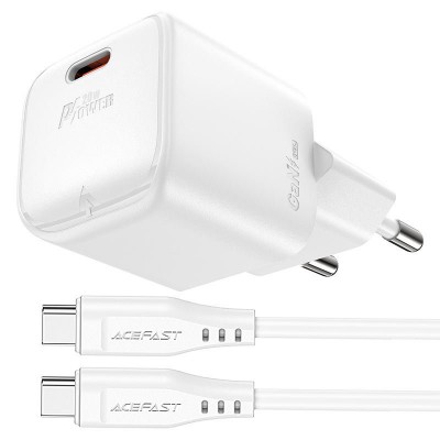 Зарядка ACEFAST A73 mini PD20W GaN USB + Кабель Type-C - White Зарядка ACEFAST A73 mini PD20W GaN USB + Кабель Type-C - White