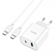 Зарядка Hoco C80A Plus Rapido PD20W+QC3.0 charger set(Type-C to Type-C)(EU) - White