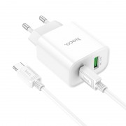 Зарядка Hoco C80A Plus Rapido PD20W+QC3.0 charger set(Type-C to Type-C)(EU) - White