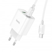 Зарядка Hoco C80A Plus Rapido PD20W+QC3.0 charger set(Type-C to Type-C)(EU) - White