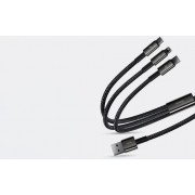 Кабель Baseus Tungsten Gold One-for-three Fast Charging Data Cable USB to M+L+C 3.5A 1.5m (CAMLTWJ-01) - Черный