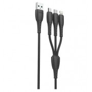 Кабель Celebrat HB-05 3-in-1 Charging Data Cable 1.2mm - Black