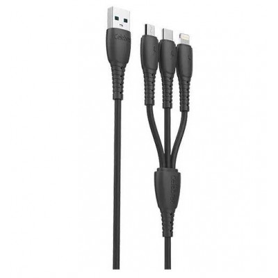 Кабель Celebrat HB-05 3-in-1 Charging Data Cable 1.2mm - Black Кабель Celebrat HB-05 3-in-1 Charging Data Cable 1.2mm - Black