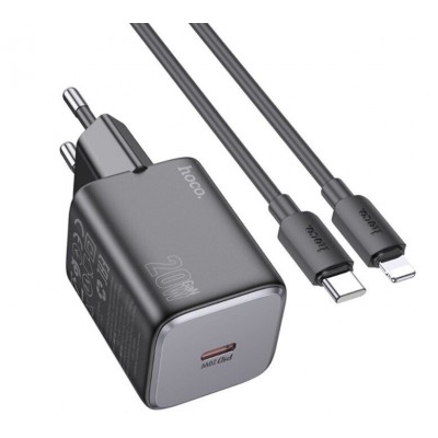 Зарядное устройство HOCO N40 Mighty Single Port PD20W Charger Set (C to IP) White Зарядное устройство HOCO N40 Mighty Single Port PD20W Charger Set (C to IP) White
