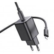 Зарядное устройство HOCO N40 Mighty Single Port PD20W Charger Set (C to IP) White