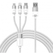 Кабель BASEUS StarSpeed 3-in-1 Fast Charging Data Cable USB to M+L+C 3.5A 1.2m - White (CAXS000002)