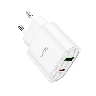 Сетевой адаптер hoco C95A Lineal PD 20W+QC3.0 charger (EU) - Белый Сетевой адаптер hoco C95A Lineal PD 20W+QC3.0 charger (EU) - Белый