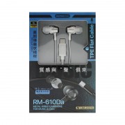 Наушники REMAX Metal Wired Earphone for Music & Call RM-610Da Silver