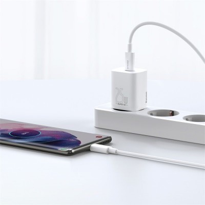Зарядное устройство Baseus Super Si USB-C, 3A, 25W - Белый (CCSP020102) Зарядное устройство Baseus Super Si USB-C, 3A, 25W - Белый (CCSP020102)